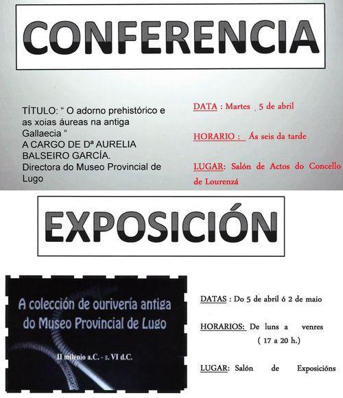 O SALÓN DE ACTOS MUNICIPAL ACOLLERÁ O 5 DE ABRIL UNHA CONFERENCIA SOBRE O ADORNO PREHISTÓRICO E AS XOIAS ÁUREAS NA ANTIGA GALLAECIA E INAUGURARASE UNHA EXPOSICIÓN DE OURIVERÍA DO MUSEO PROVINCIAL DE LUGO