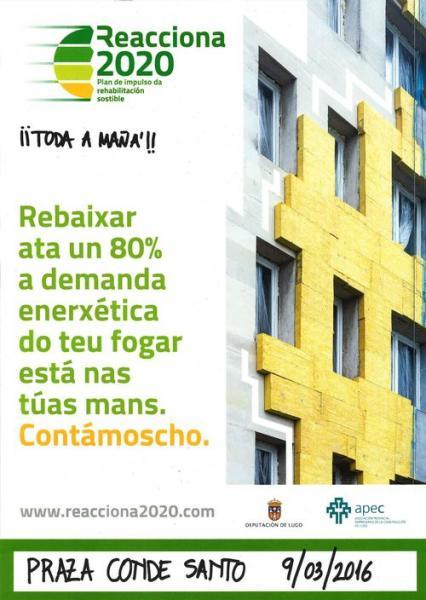 UNHA UNIDADE MÓBIL DO PLAN DE IMPULSO DA REHABILITACIÓN SOSTIBLE DE VIVENDAS REACCIONA 2020 ESTARÁ NA PRAZA DO CONDE SANTO O VINDEIRO MÉRCORES, DÍA 9