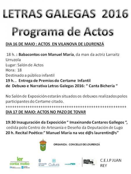 O CONCELLO PROGRAMA ACTOS PARA CONMEMORAR O DÍA DAS LETRAS GALEGAS O VINDEIRO LUNS EN VILANOVA E O MARTES NO PAZO DE TOVAR