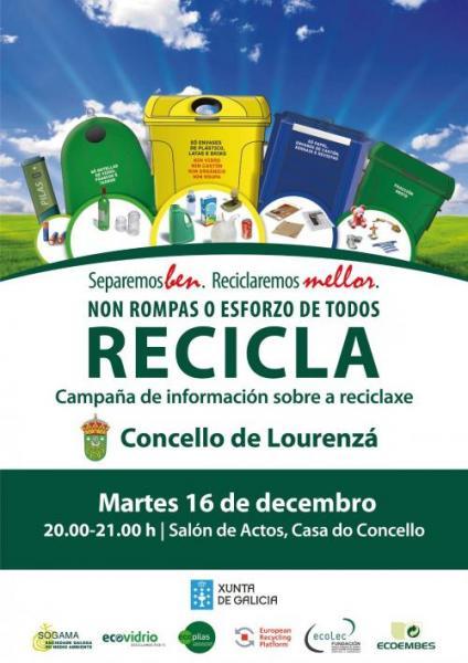O SALÓN DE ACTOS DA CASA DO CONCELLO ALBERGARÁ O VINDEIRO MARTES UNHA CHARLA SOBRE RECICLAXE E PROTECCIÓN DO MEDIO AMBIENTE