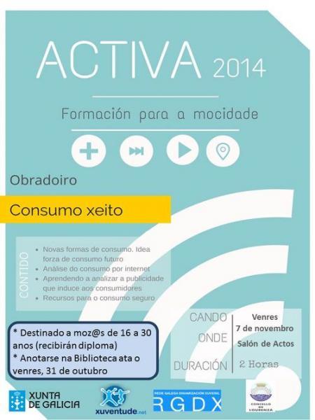 O CONCELLO ORGANIZA PARA O 7 DE NOVEMBRO UN OBRADOIRO DE CONSUMO RESPONSABLE DIRIXIDO A MOZ@S DE ENTRE 16 E 30 ANOS