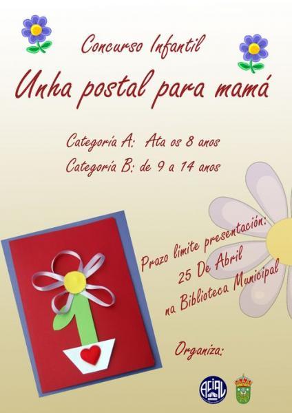 ACIAL E O CONCELLO ORGANIZAN UN CONCURSO INFANTIL DE POSTAIS PARA CELEBRAR O DÍA DA NAI. O PRAZO DE PRESENTACIÓN DE TRABALLOS NA BIBLIOTECA MUNICIPAL REMATA O DÍA 25 DESTE MES