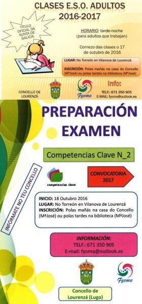 O TORREÓN DE VILANOVA ACOLLERÁ CLASES DE ESO PARA ADULTOS E TAMÉN PARA PREPARAR O EXAME DE COMPETENCIAS CLAVE N_2 DA CONVOCATORIA DE 2017