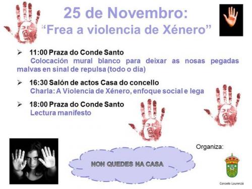 O CONCELLO SÚMASE AOS ACTOS DE CONMEMORACIÓN DO DÍA INTERNACIONAL CONTRA Á VIOLENCIA DE XÉNERO COA LECTURA DUN MANIFESTO E DESPREGANDO UN MURAL BRANCO NA PRAZA DO CONDE SANTO PARA ANIMAR Á XENTE A DEIXAR AS SÚAS MANS PINTADAS EN SINAL DE PROTESTA