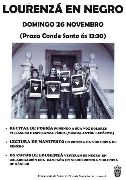 EL AYUNTAMIENTO SE SUMA A LA CAMPAÑA EN NEGRO CONTRA LAS VIOLENCIAS Y ORGANIZA ACTOS PARA ESTE DOMINGO, DÍA 26, EN LA PRAZA DO CONDE SANTO